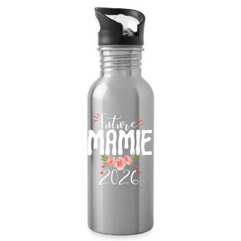 Future Granny 2026 Ankündigung Schwangerschaft Oma - Trinkflasche mit integriertem Trinkhalm - Lightsilver - Rechts