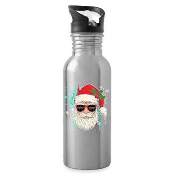 Cooler Weihnachtsmann Geschenk Lustig Xmas - Trinkflasche mit integriertem Trinkhalm - Lightsilver - Rechts