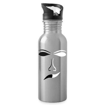 Abstrakte Gesichtslinien Kontrast Maske - Trinkflasche mit integriertem Trinkhalm - Lightsilver - Rechts