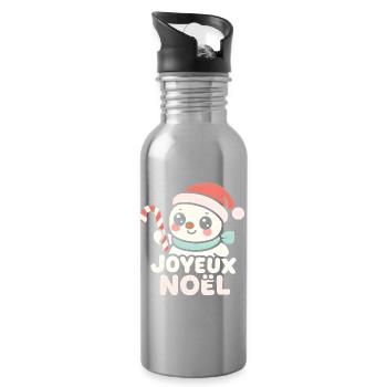 Bonhomme Noel Candy Cane - Gourde avec paille intégrée - argent clair - Droite