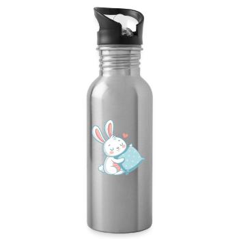 Pastel cuddly bunny and heart pillow - Water bottle with straw - silver - Right