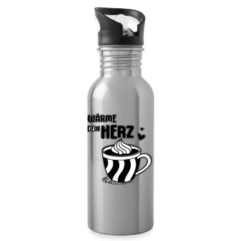 Warm Your Heart Coffee Mug - Water bottle with straw - silver - Right
