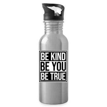 Be Kind Be True Be You Inspirational Self-Love - Water bottle with straw - silver - Right