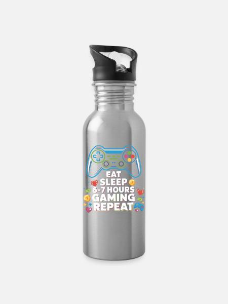 Six Seven Geek 67 Meme Lustiges Gaming - Trinkflasche mit integriertem Trinkhalm - Lightsilver