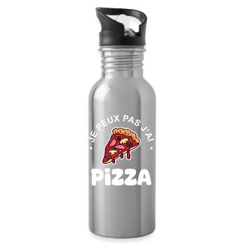 Ich kann nicht. Ich nehme Pizza. - Trinkflasche mit integriertem Trinkhalm - Lightsilver - Rechts