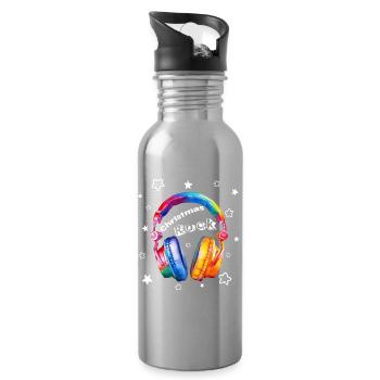 Christmas Rock Kopfhörer Weihnachten cool - Trinkflasche mit integriertem Trinkhalm - Lightsilver - Rechts