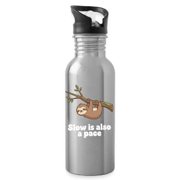 Slow is also a pace - Water bottle with straw - silver - Right