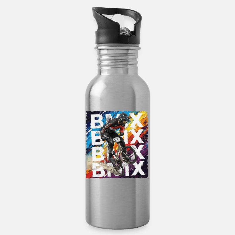 BMX - Water bottle with straw - silver