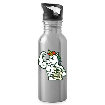 Objectifs du Nouvel An de la Licorne Fort Art Motivationnel - Gourde avec paille intégrée - argent clair - Droite