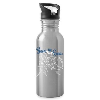 Save The  Sea Ocean Lifeline - Water bottle with straw - silver - Right