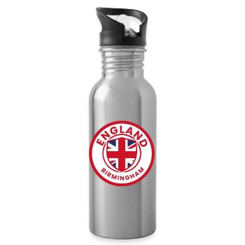 Birmingham Union Jack Badge - Water bottle with straw - silver - Right