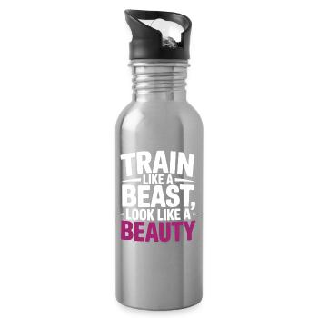 Train like a beast, look like a beauty - Water bottle with straw - silver - Right