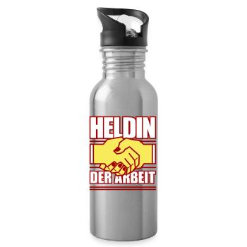 Heldin der Arbeit (Farben änderbar) - Trinkflasche mit integriertem Trinkhalm - Lightsilver - Rechts