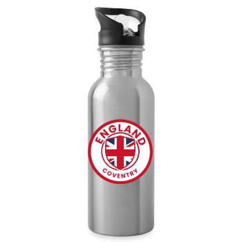England Coventry Crest Emblem - Water bottle with straw - silver - Right