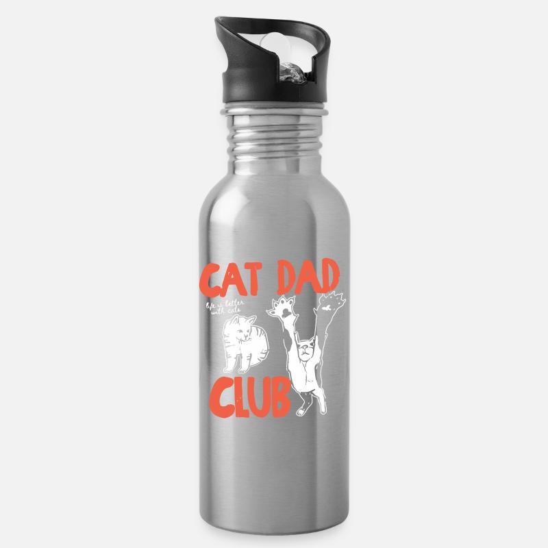 Cat Dad Club Life Is Better With Cats - Trinkflasche mit integriertem Trinkhalm - Lightsilver