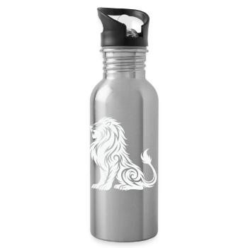 Tribal Löwe Silhouette - Trinkflasche mit integriertem Trinkhalm - Lightsilver - Rechts