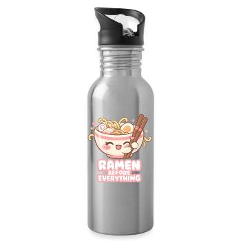i love ramen - Water bottle with straw - silver - Right