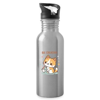 Kreativer Chat - Trinkflasche mit integriertem Trinkhalm - Lightsilver - Rechts