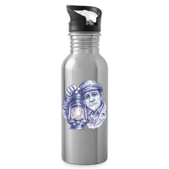 Älterer Mann mit Laterne - Trinkflasche mit integriertem Trinkhalm - Lightsilver - Rechts
