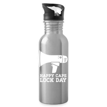 Megaphone Happy Caps Lock Day Nerd - Water bottle with straw - silver - Right