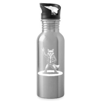 Retro Fuchs Rock Musik Geschenk lustig Gitarre - Trinkflasche mit integriertem Trinkhalm - Lightsilver - Rechts
