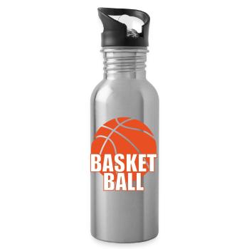 Basketball / Basketball / Basktet-Ball / Sport - Trinkflasche mit integriertem Trinkhalm - Lightsilver - Rechts
