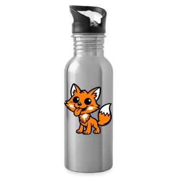 Fuchs Comic - Trinkflasche mit integriertem Trinkhalm - Lightsilver - Rechts