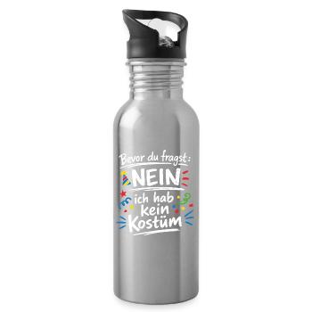Bevor du fragst ich habe kein Kostüm Spruch - Trinkflasche mit integriertem Trinkhalm - Lightsilver - Rechts