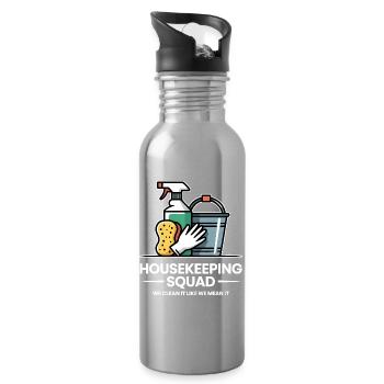 Funny Cleaning Design - Water bottle with straw - silver - Right