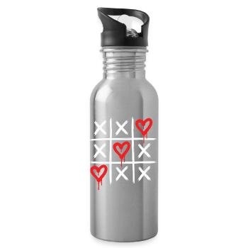 Graffiti Hearts – Dripping Love Street Art - Water bottle with straw - silver - Right