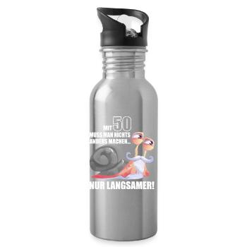 50 Jahre Langsame Schnecke bday - Trinkflasche mit integriertem Trinkhalm - Lightsilver - Rechts
