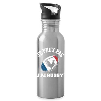 Je Peux Pas J'ai Rugby - Gourde avec paille intégrée - argent clair - Droite