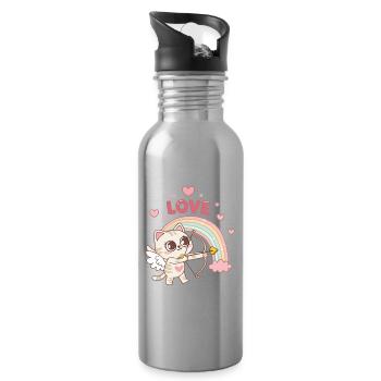 Celestial Cat Rainbow Love - Trinkflasche mit integriertem Trinkhalm - Lightsilver - Rechts