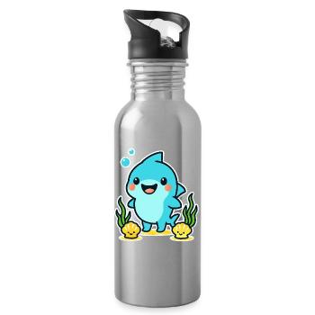 Délice sous-marin des dauphins - Gourde avec paille intégrée - argent clair - Droite