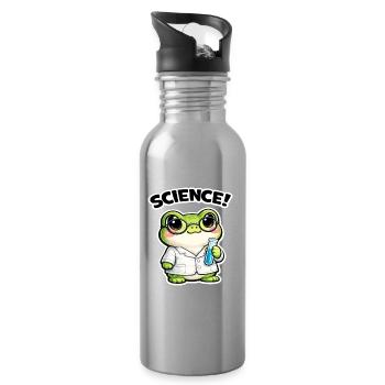 Wissenschaftsfrosch mit Brille - Trinkflasche mit integriertem Trinkhalm - Lightsilver - Rechts