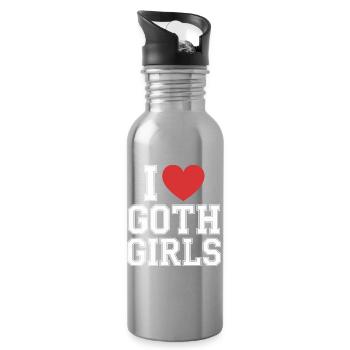 Ich liebe Goth Girls - Trinkflasche mit integriertem Trinkhalm - Lightsilver - Rechts