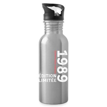1989 vintage typographic style - Water bottle with straw - silver - Right