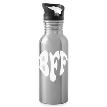 Best Friends Forever Heart – Anpassbare Farbe - Trinkflasche mit integriertem Trinkhalm - Lightsilver - Rechts