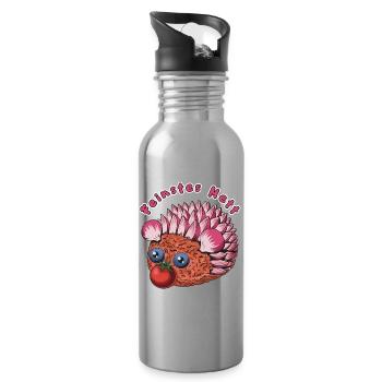 Der Mettigel: Feinstes Mett! - Trinkflasche mit integriertem Trinkhalm - Lightsilver - Rechts