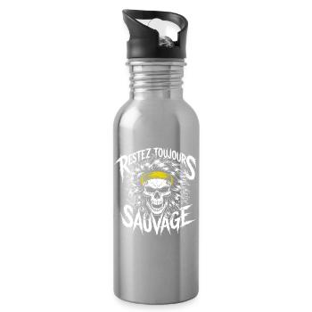 Restez Sauvage Toujours Skull - Trinkflasche mit integriertem Trinkhalm - Lightsilver - Rechts