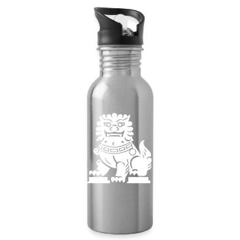 Chinesischer Löwe - Trinkflasche mit integriertem Trinkhalm - Lightsilver - Rechts