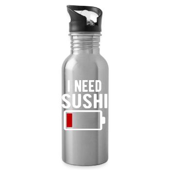 J’ai besoin d’une décharge de batterie spirituelle pour sushi - Gourde avec paille intégrée - argent clair - Droite