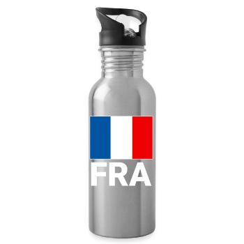 Drapeau français sportif avec abréviation FRA - Gourde avec paille intégrée - argent clair - Droite