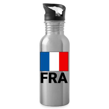 Drapeau français sportif avec abréviation FRA - Gourde avec paille intégrée - argent clair - Droite
