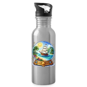 Schiffstraum Kugelbild - Trinkflasche mit integriertem Trinkhalm - Lightsilver - Rechts