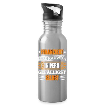 Funny saying money - Water bottle with straw - silver - Right