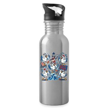 Ostsee Urlaub Möwe Leuchtturm - Trinkflasche mit integriertem Trinkhalm - Lightsilver - Rechts