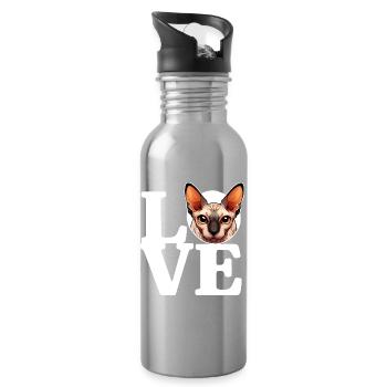 LIEBE Canadian Sphynx Cat Cat Lover Lustig - Trinkflasche mit integriertem Trinkhalm - Lightsilver - Rechts