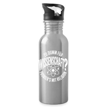 Wissenschaft vs Religion Motiv - Trinkflasche mit integriertem Trinkhalm - Lightsilver - Rechts