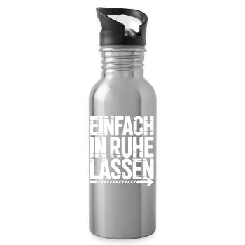 Einfach in Ruhe Lassen – Grobe Schrift - Trinkflasche mit integriertem Trinkhalm - Lightsilver - Rechts